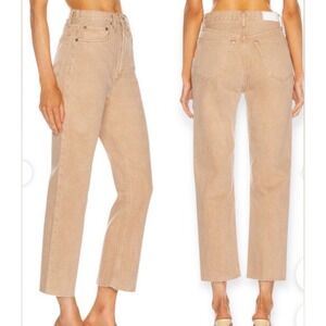 RE/DONE 70s Stove Pipe Jeans Women 27 Khaki Good High Rise Straight Leg Denim